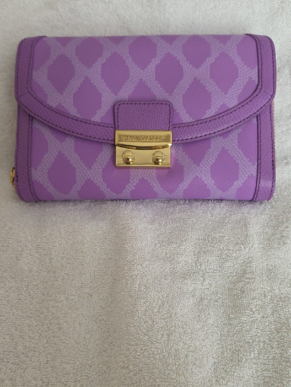 Vera Bradley Lavender Purple Patterned Clutch with Gold Hardware
